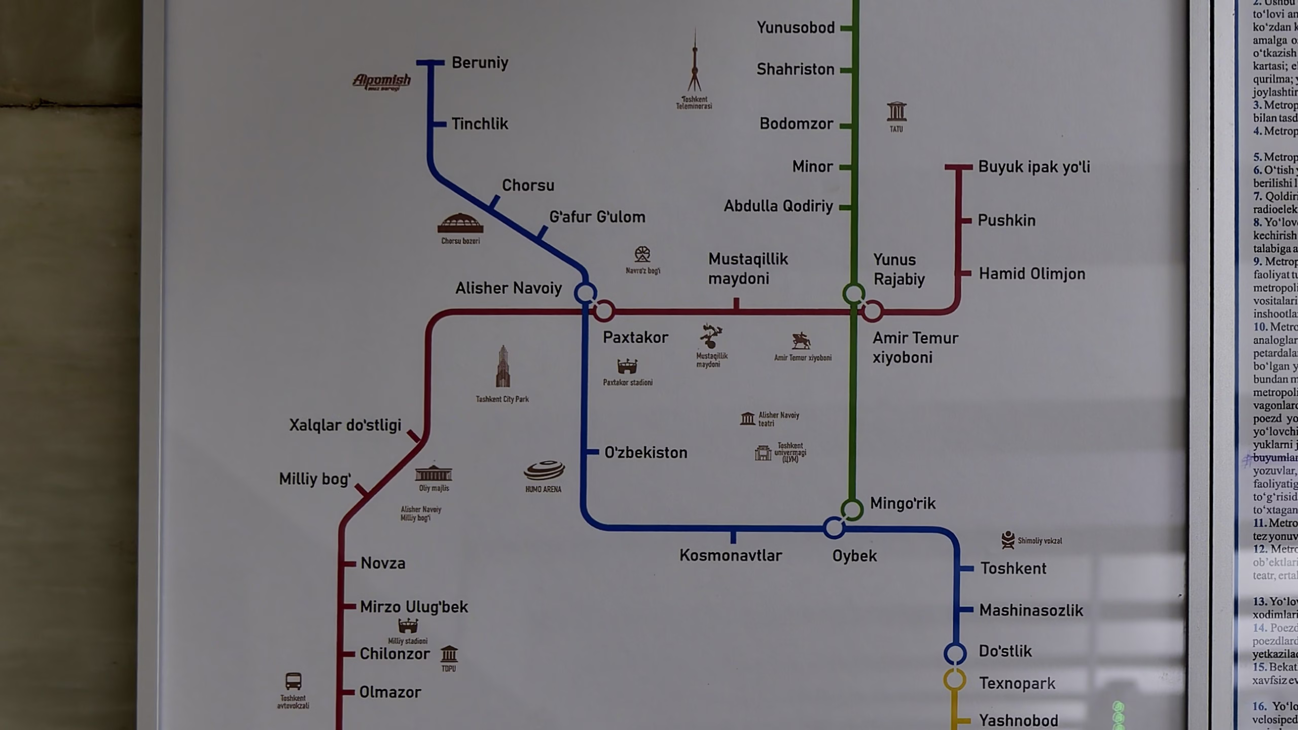 タシュケント　メトロ路線図